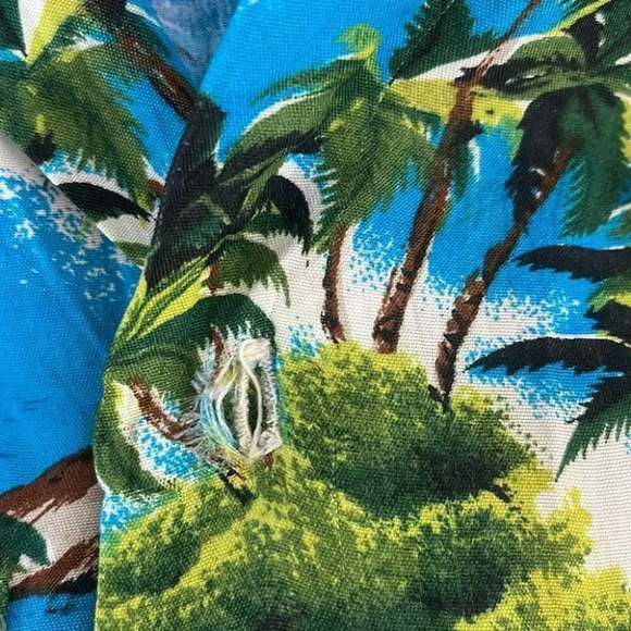 BANEE Vtg Camp Collar Shirt Blue Tropical Print Short Sleeve Rayon Hawaiian S - Picture 10 of 12
